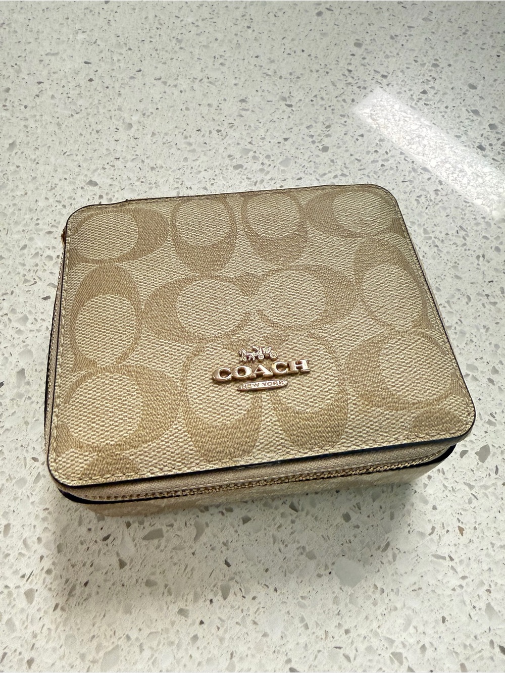 Authentic Coach Signature Canvas Travel Jewelry Box